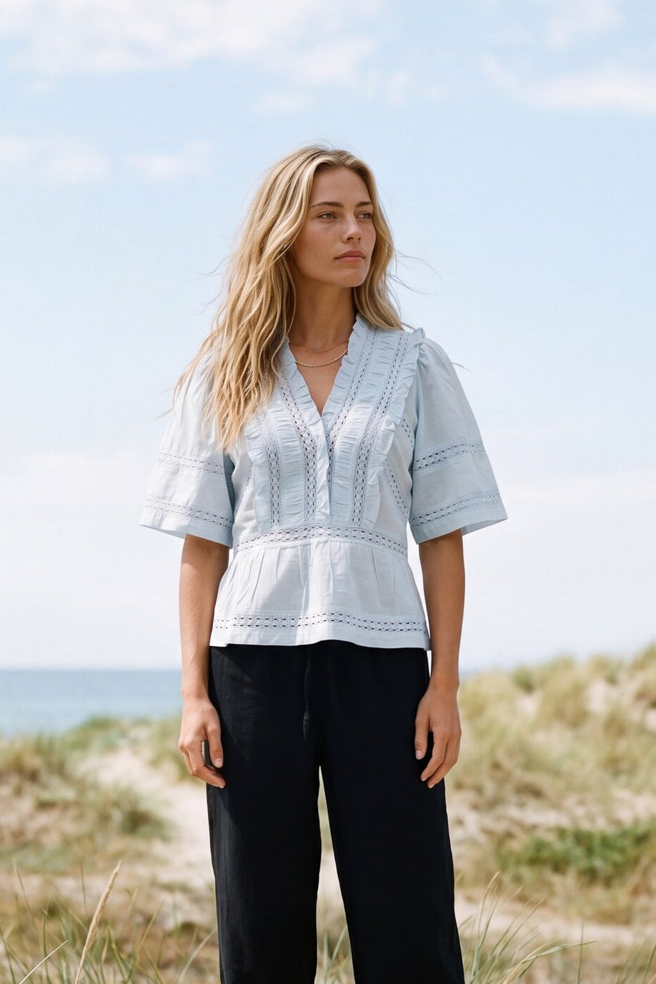 Miene Voile bluse - lyseblå